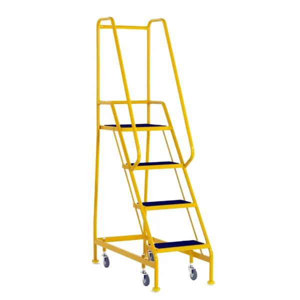 Steptek Narrow Aisle Mobile Steps - 4 Tread Yellow