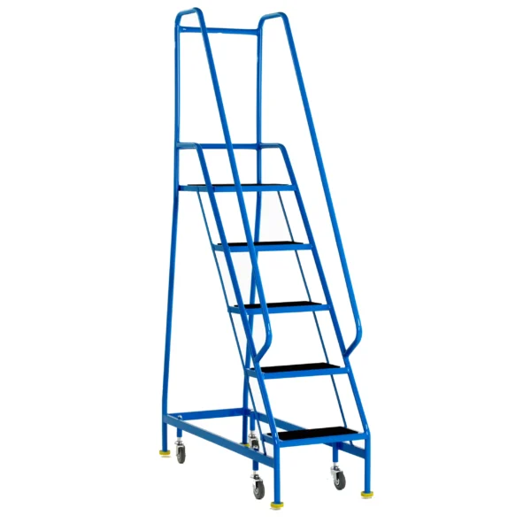 Steptek Narrow Aisle Mobile Steps - 5 Tread Blue