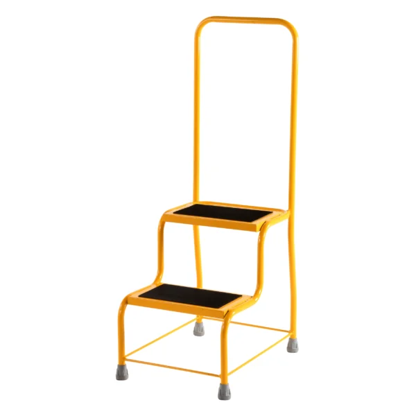 Steptek Robust Coloured Portable Steps - 2 Step With Grab Rail Yellow